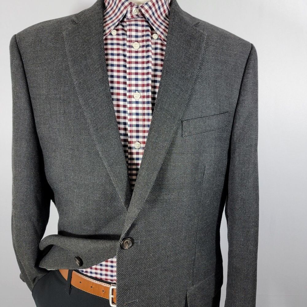 Lauren Ralph Lauren Men's Sport Coat Blazer Two Button Ch Gry Hopsack Poly 44L - Picture 4 of 16